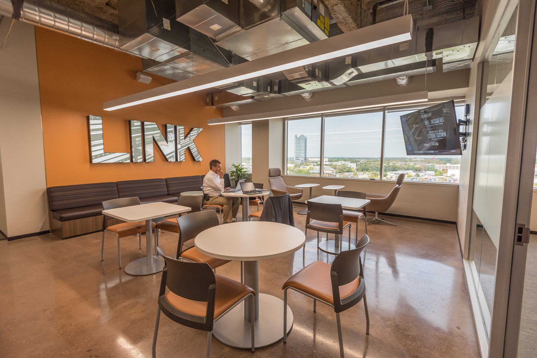 Custom cafeteria in the workplace with company branding
