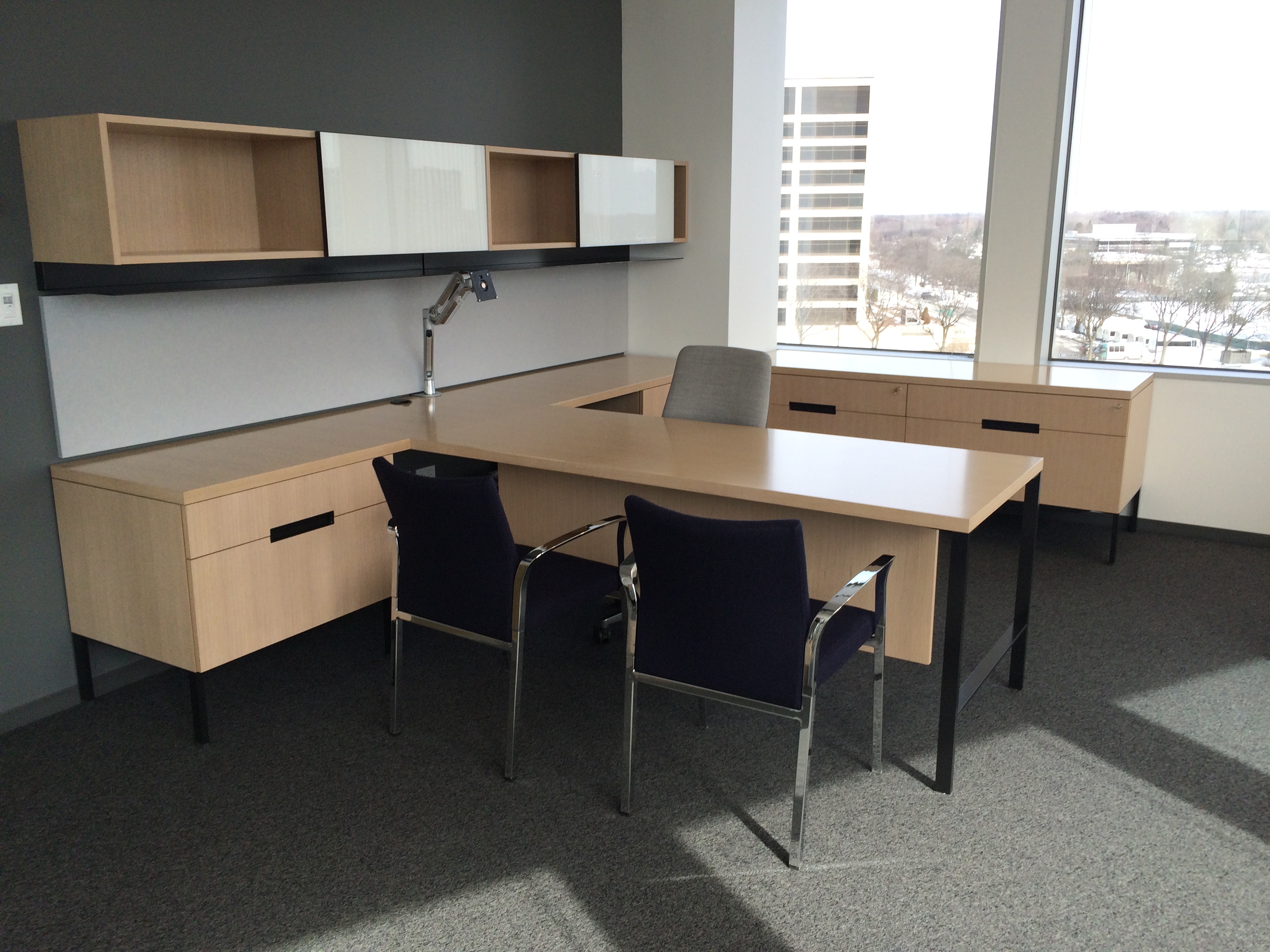 Private office desk and storage