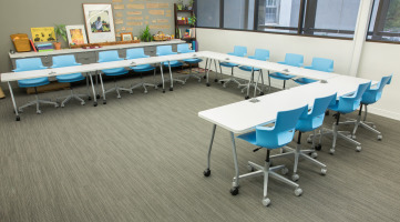 Furniture on casters for training room