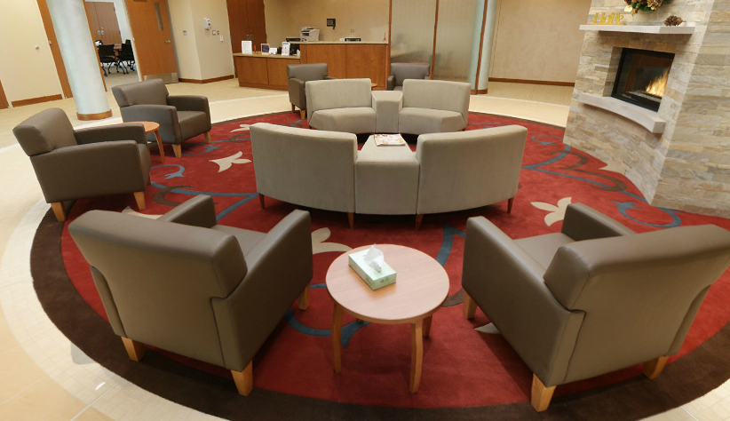 Furniture arranged in a comfortable design in a healthcare facility