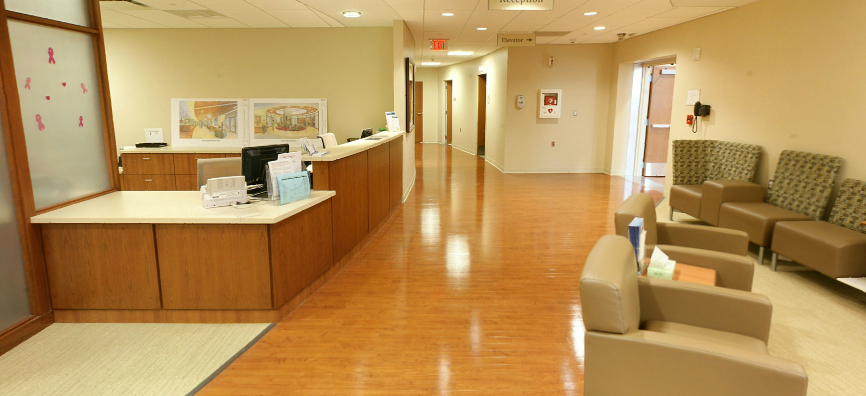 Reception desk in a healthcare facility