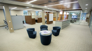Natural meeting and collaborative space in an office