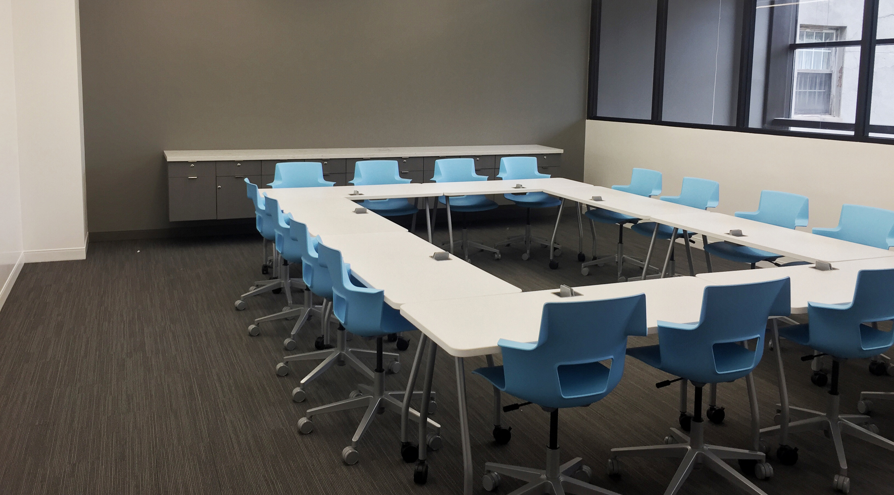 Conference table in an education setting